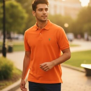 Polo Ralph Lauren Bright Orange Polo Shirt Mens Large Short Sleeve Casual Preppy